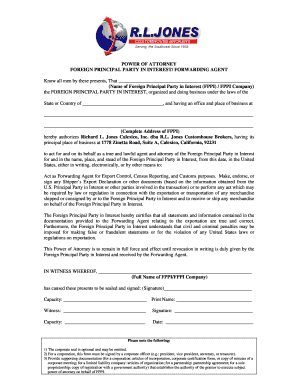 Power of Attorney for Foreign Principal Party in Interest