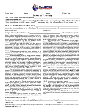 Customs Power of Attorney Form