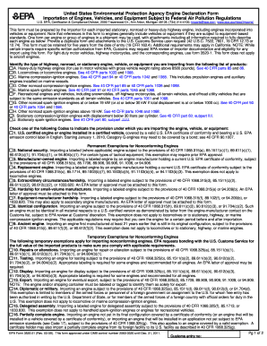 US EPA Engine Declaration Form