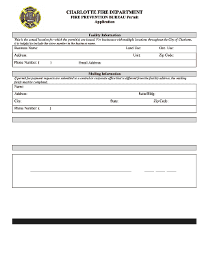Charlotte Fire Department Permit Application