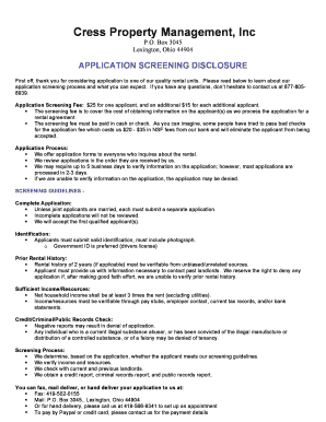 Rental Application Screening Disclosure