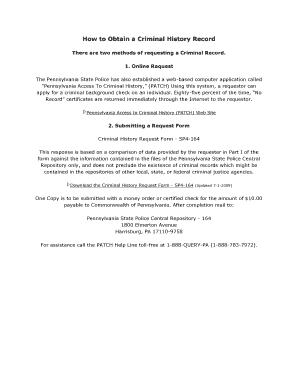 Pennsylvania Criminal History Request Form