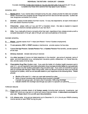 2004 Canada Individual Tax Return Checklist