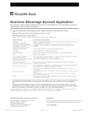 Business Advantage Account Application