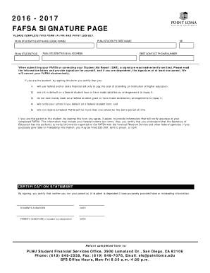 FAFSA Signature Page