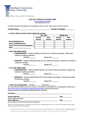2016-2017 Change of Award Form