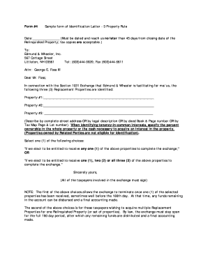 1031 Exchange Identification Letter
