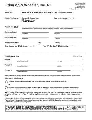 Property Rule Identification Letter