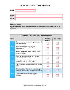 Learner Self-Assessment Form