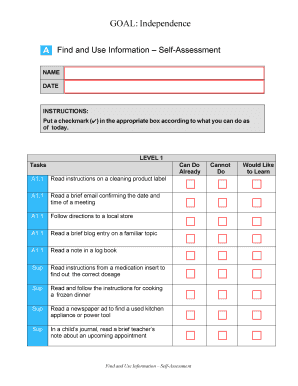 Find and Use Information Self-Assessment Form