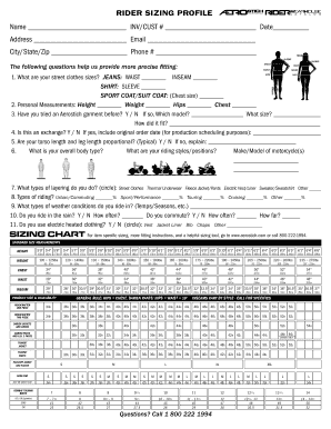 Rider Sizing Profile Form