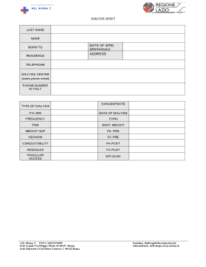 DIALYSIS SHEET