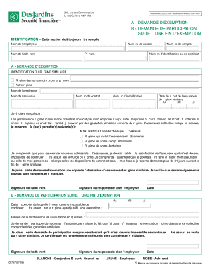Demande d’exemption d’assurance collective