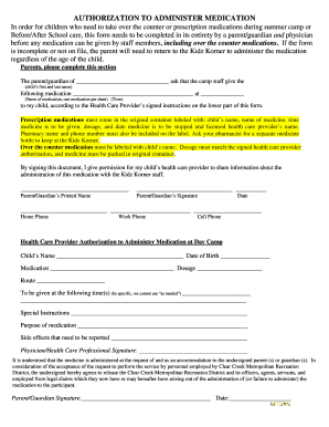 Authorization to Administer Medication