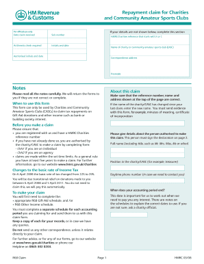 UK Charities and CASC Tax Repayment Claim Form