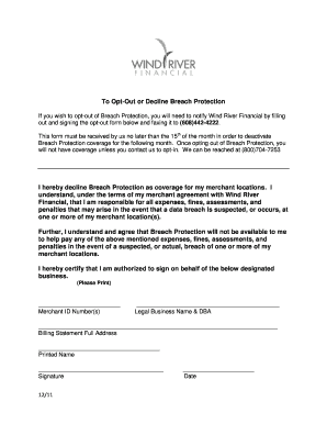 Breach Protection Opt-Out Form