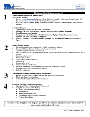Refugee Health Assessment Form