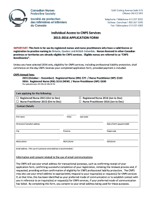 CNPS Application Form for Nurses