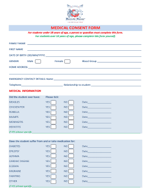 Medical Consent Form for Students