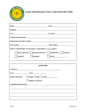 Insect Identification Form