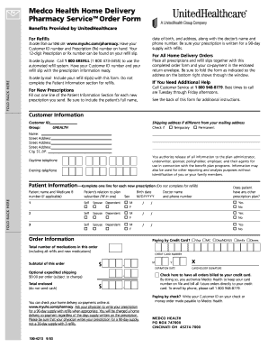 Medco Health Home Delivery Pharmacy Service Order Form
