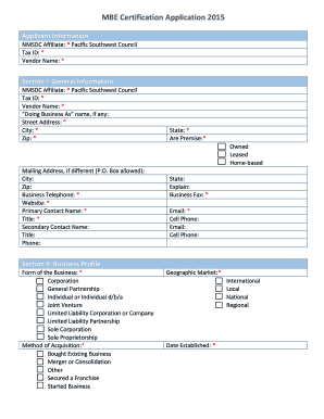 MBE Certification Application