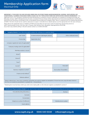 NAPIT Electrical Competent Person Membership Application