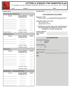 Letters & Sciences Two Semester Plan