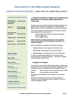 Non-Matriculated Student Application