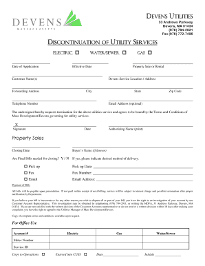 Utility Service Discontinuation Form