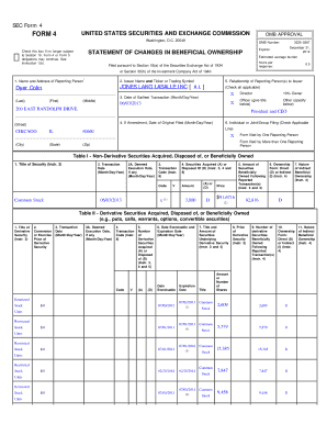 SEC Form 4 Statement of Changes in Beneficial Ownership