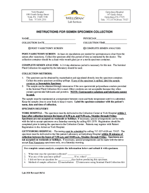 Semen Specimen Collection Instructions
