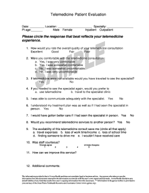 Telemedicine Patient Evaluation Form