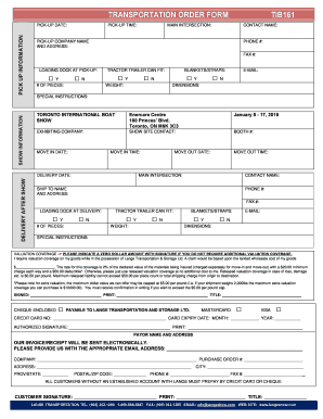Lange Transportation Show Carrier Form