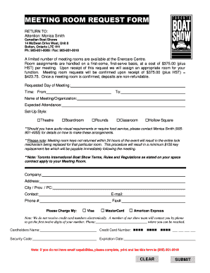 Fillable Online MEETING ROOM REQUEST FORM - Toronto Boat Show Fax Email ...