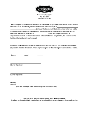 Homeowners Association Proxy Form