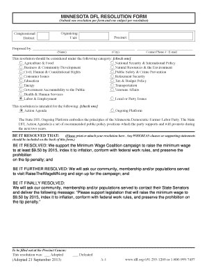 Minnesota DFL Resolution Form