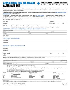 Application for an Award Alternate Exit