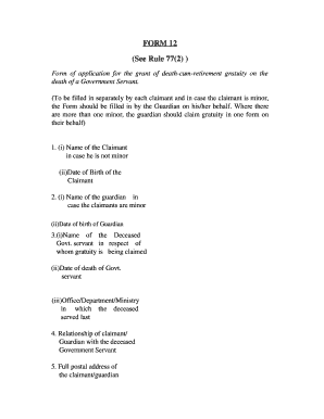 Death-Cum-Retirement Gratuity Application