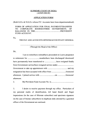 Supreme Court of India Final Payment Form