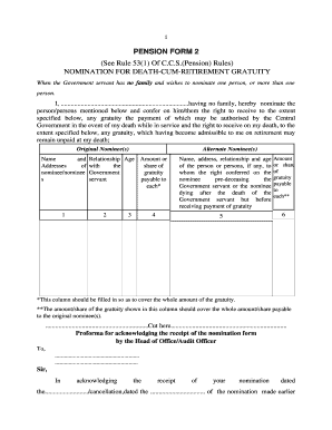 Pension Form 2 Nomination for Death-Cum-Retirement Gratuity