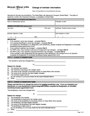 Change of Member Information Form