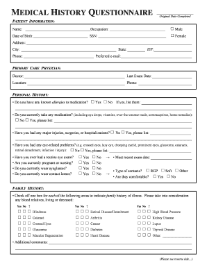 Medical History Questionnaire