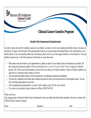Genetic Risk Assessment Questionnaire