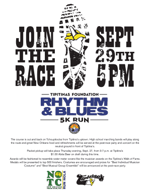 Tipitina's Foundation Rhythm & Blues 5K Run Registration Form