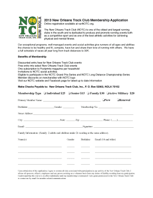 New Orleans Track Club Membership Application