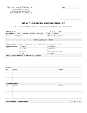 Health History Questionnaire