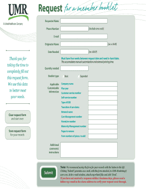 Member Booklet Request Form
