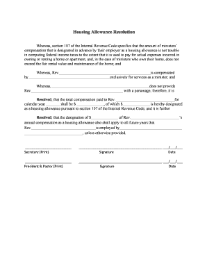 Housing Allowance Resolution