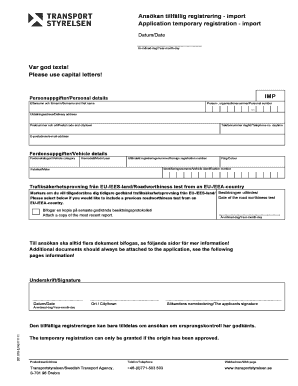 Temporary Registration Application - Import